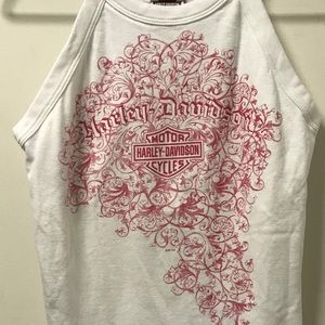 Harley Davidson White Floral Tank Shirt!